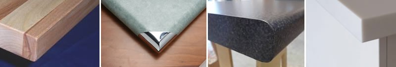 Kitchen benchtops can have a variety of edge and corner styles.